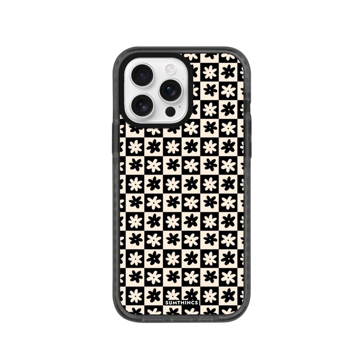 iPhone 16 Pro Check Flowers Procase Şeffaf Telefon Kılıfı - SUMTHINCS