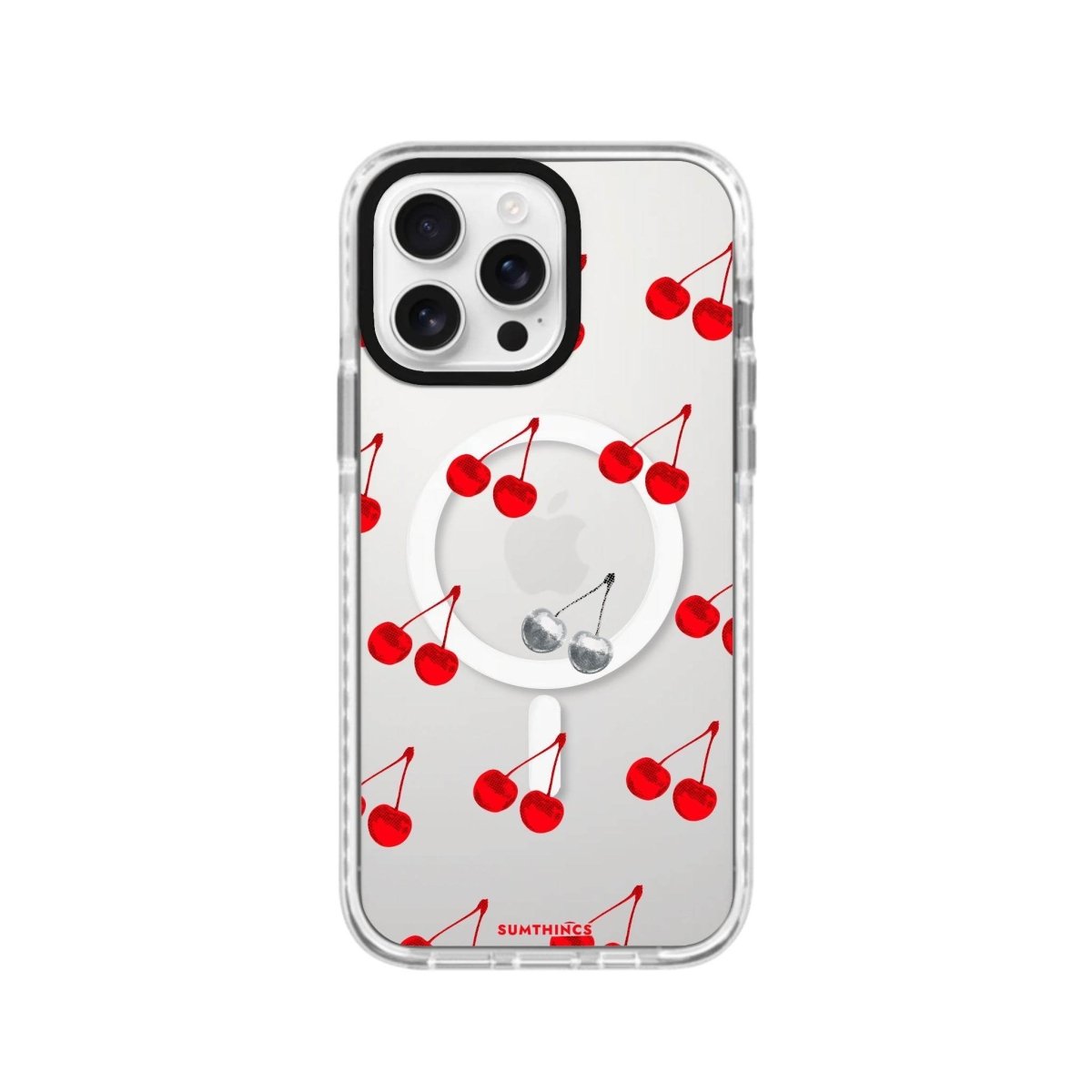 iPhone 16 Pro Disco Cherry Magsafe Procase Şeffaf Telefon Kılıfı Beyaz Şeffaf - SUMTHINCS