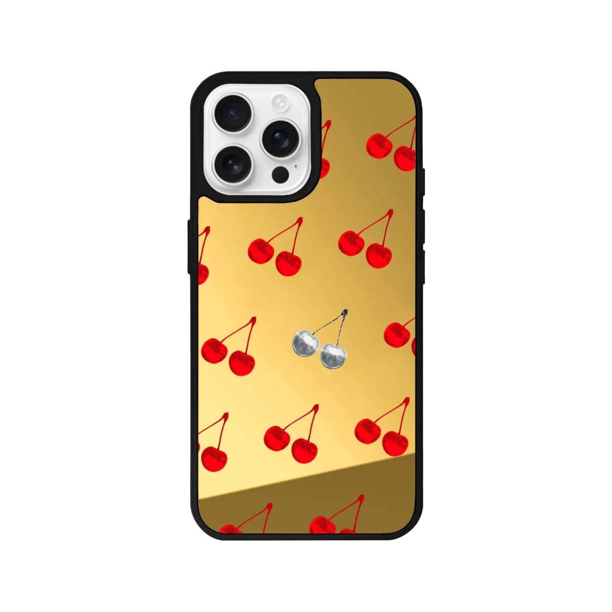 iPhone 16 Pro Disco Cherry Mirror Aynalı Telefon Kılıfı Altın - SUMTHINCS