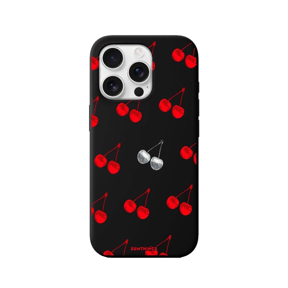 iPhone 16 Pro Disco Cherry Premium Telefon Kılıfı Siyah - SUMTHINCS
