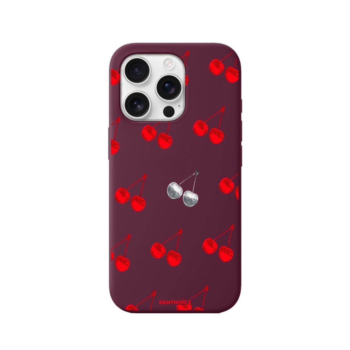 iPhone 16 Pro Disco Cherry Premium Telefon Kılıfı Bordo - SUMTHINCS