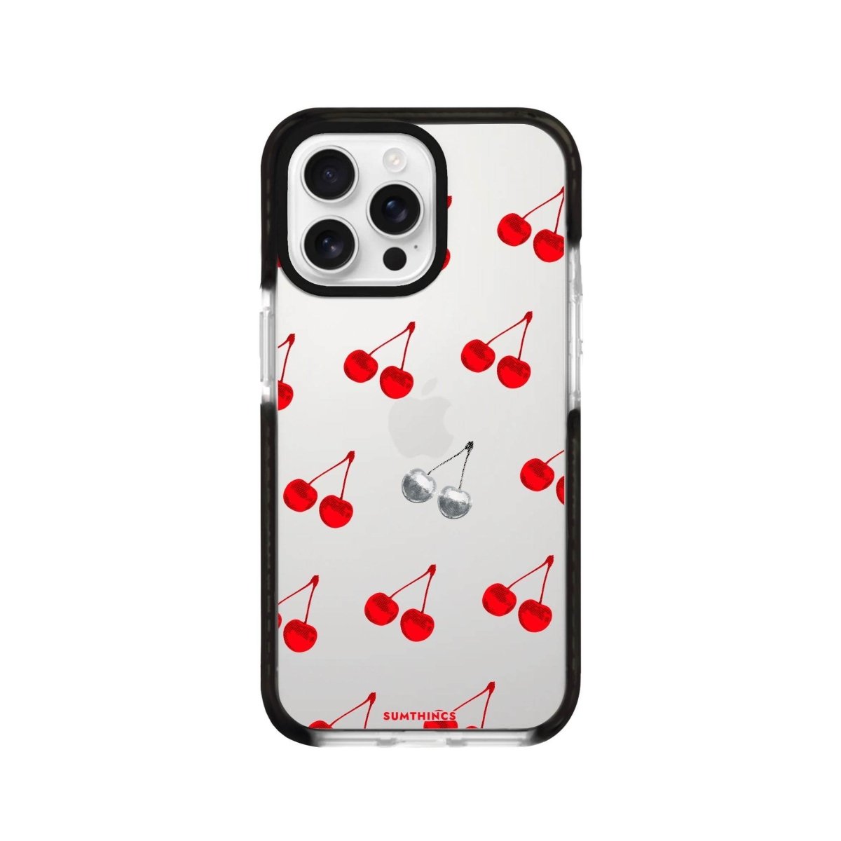 iPhone 16 Pro Disco Cherry Procase Şeffaf Telefon Kılıfı Siyah Şeffaf - SUMTHINCS