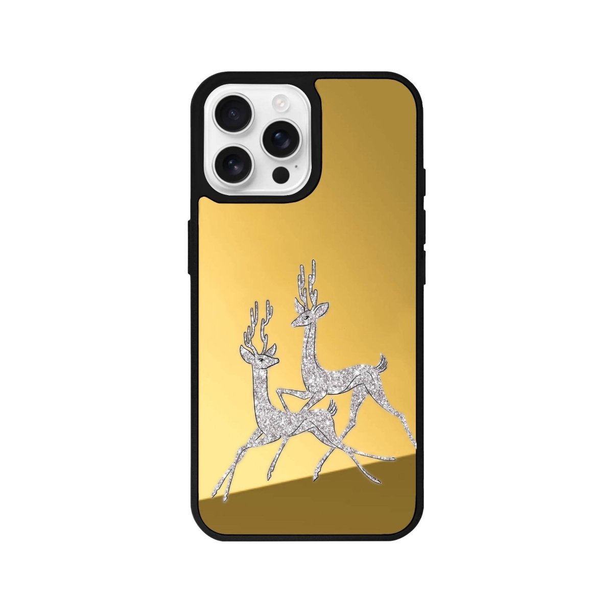 iPhone 16 Pro Disco Deers Mirror Aynalı Telefon Kılıfı Altın - SUMTHINCS