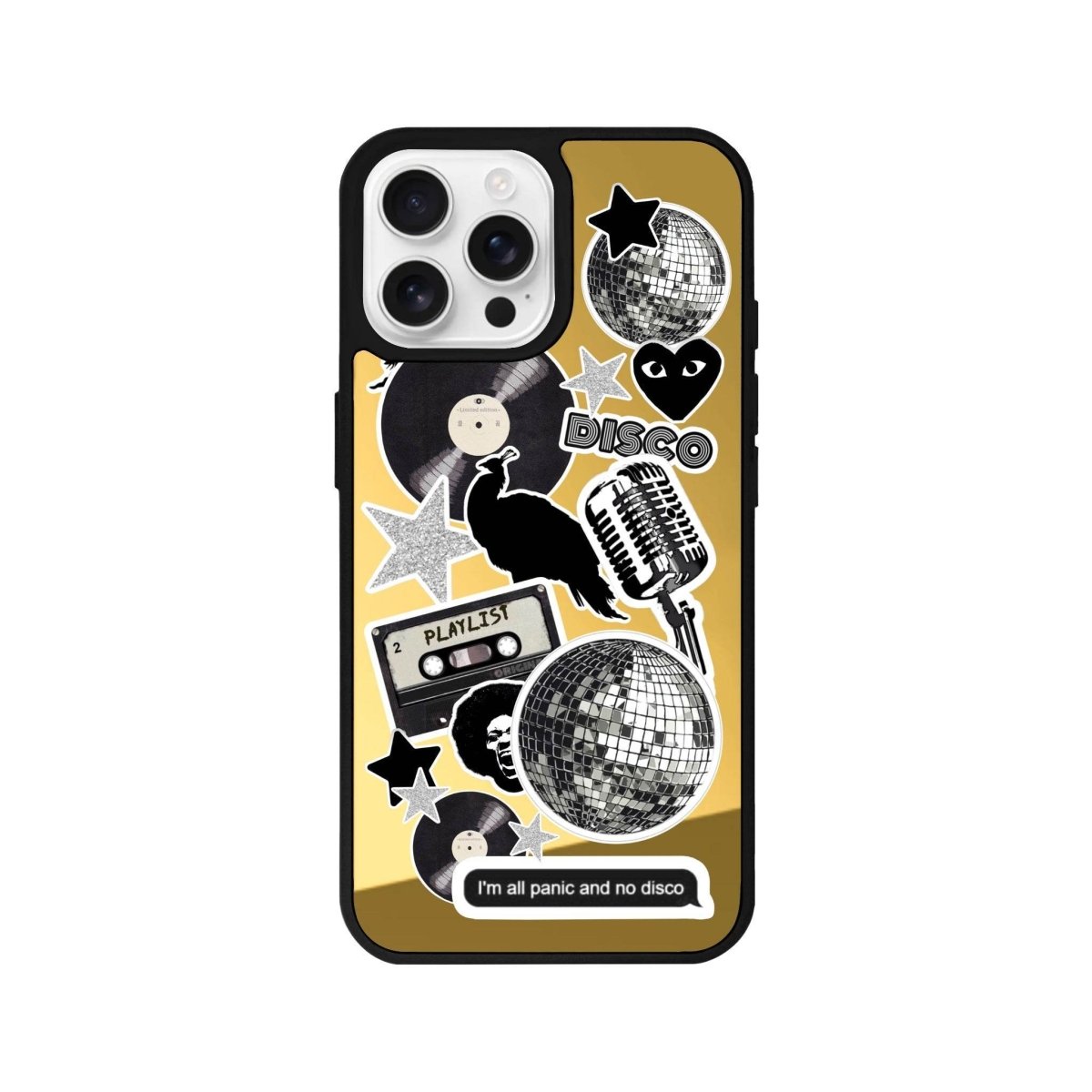iPhone 16 Pro Disco Stickers Mirror Aynalı Telefon Kılıfı Altın - SUMTHINCS