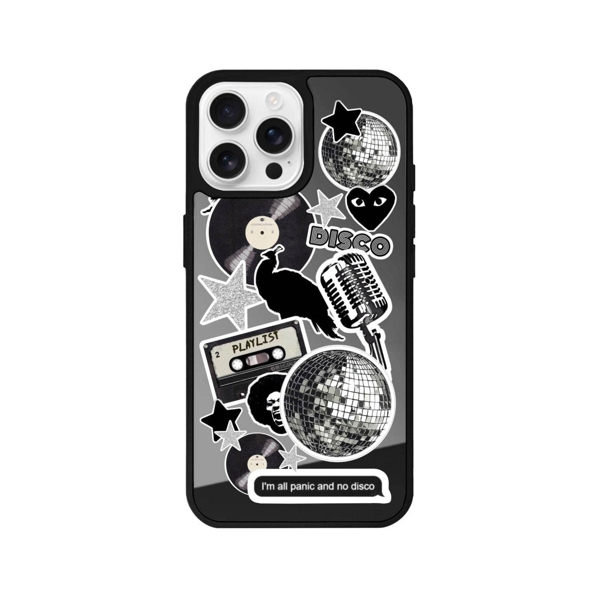 iPhone 16 Pro Disco Stickers Mirror Aynalı Telefon Kılıfı Antrasit - SUMTHINCS