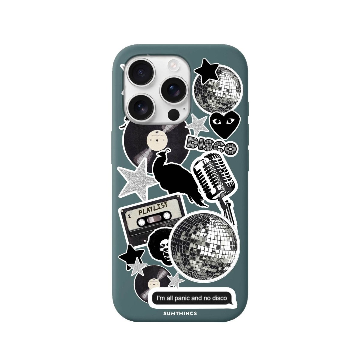 iPhone 16 Pro Disco Stickers Premium Telefon Kılıfı Kaktüs Yeşili - SUMTHINCS