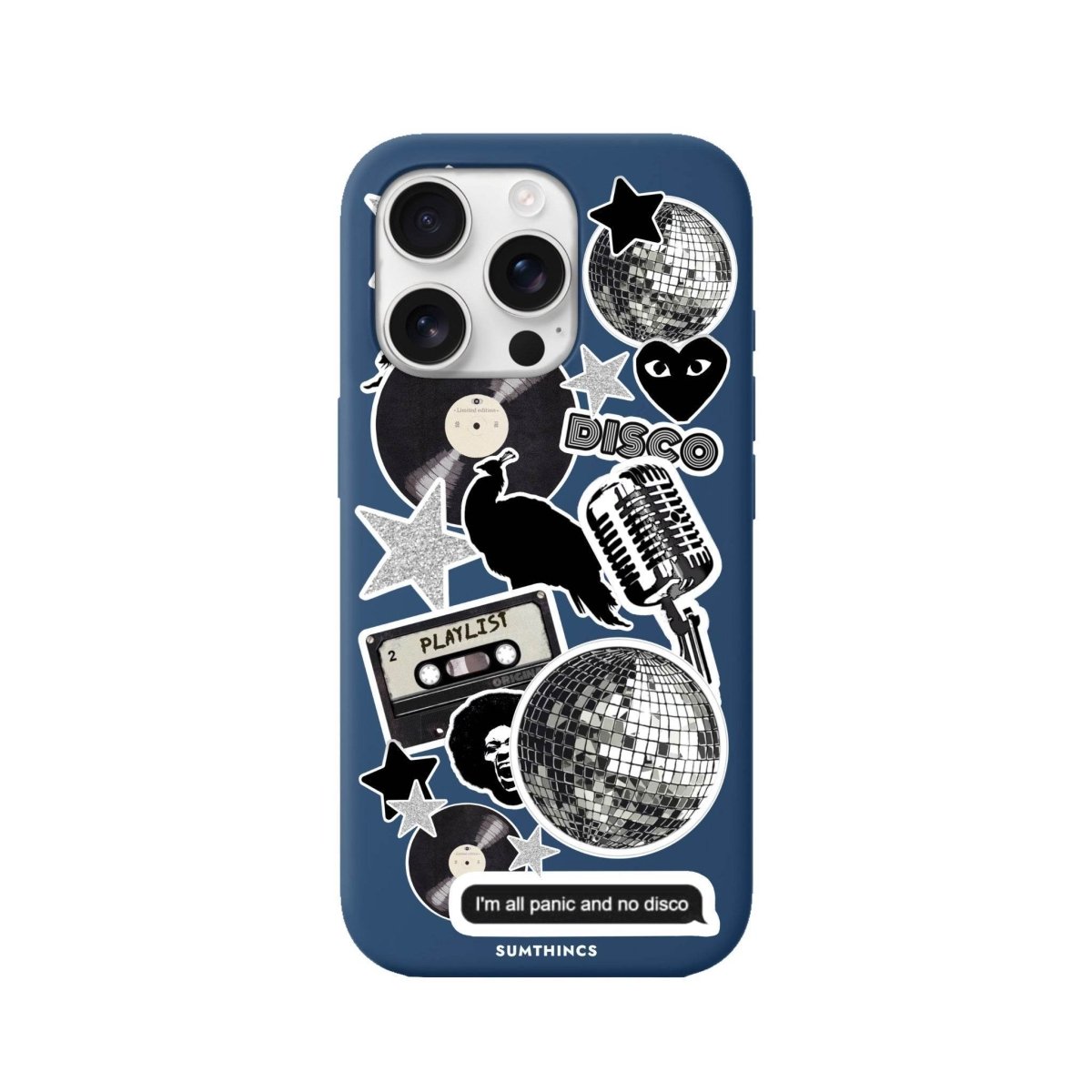 iPhone 16 Pro Disco Stickers Premium Telefon Kılıfı Pasifik Mavi - SUMTHINCS