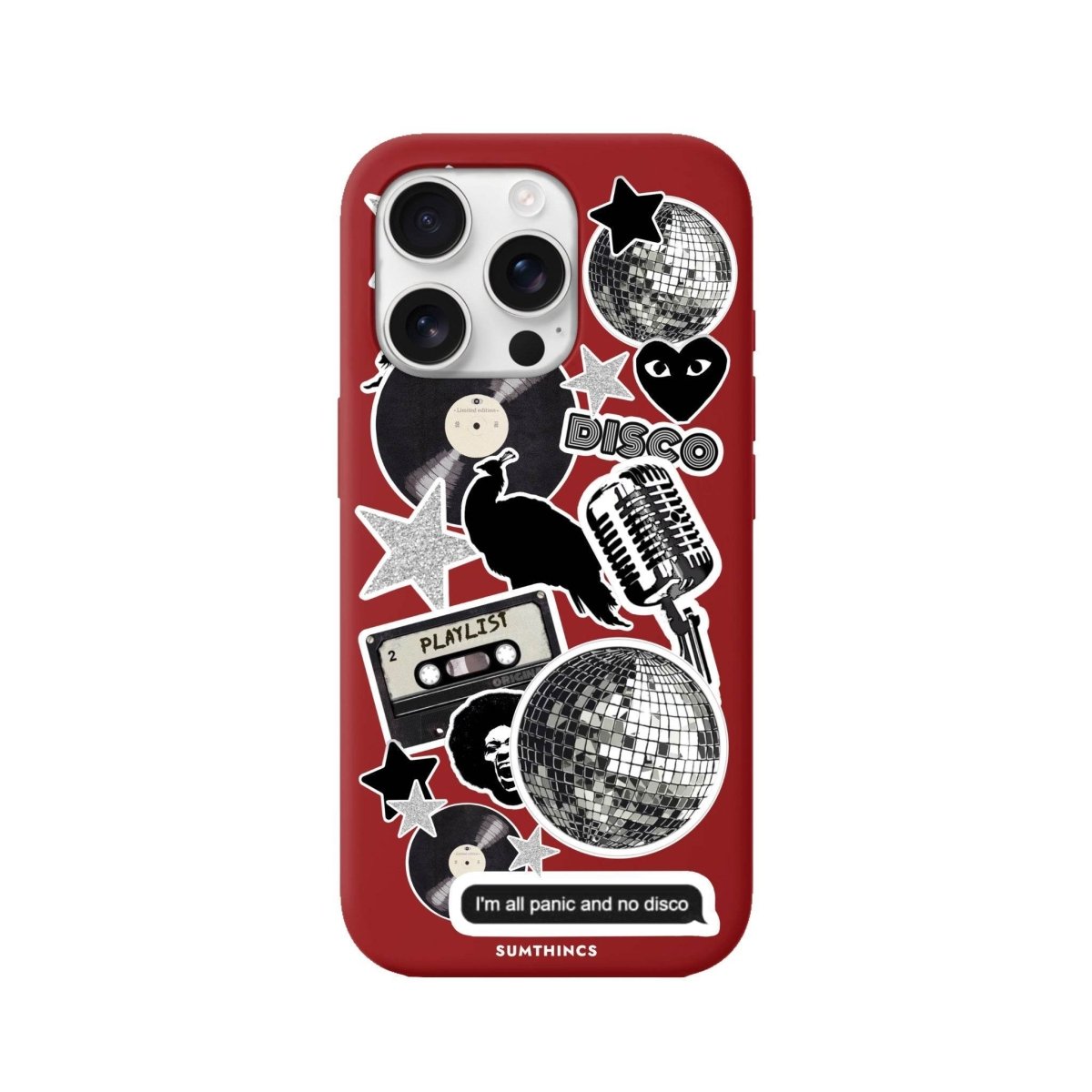 iPhone 16 Pro Disco Stickers Premium Telefon Kılıfı Kırmızı - SUMTHINCS