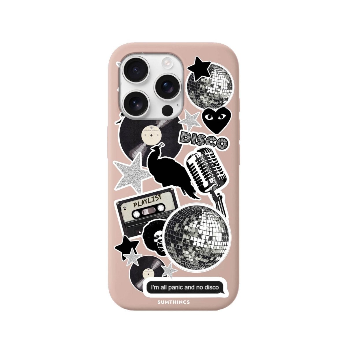 iPhone 16 Pro Disco Stickers Premium Telefon Kılıfı Bej - SUMTHINCS