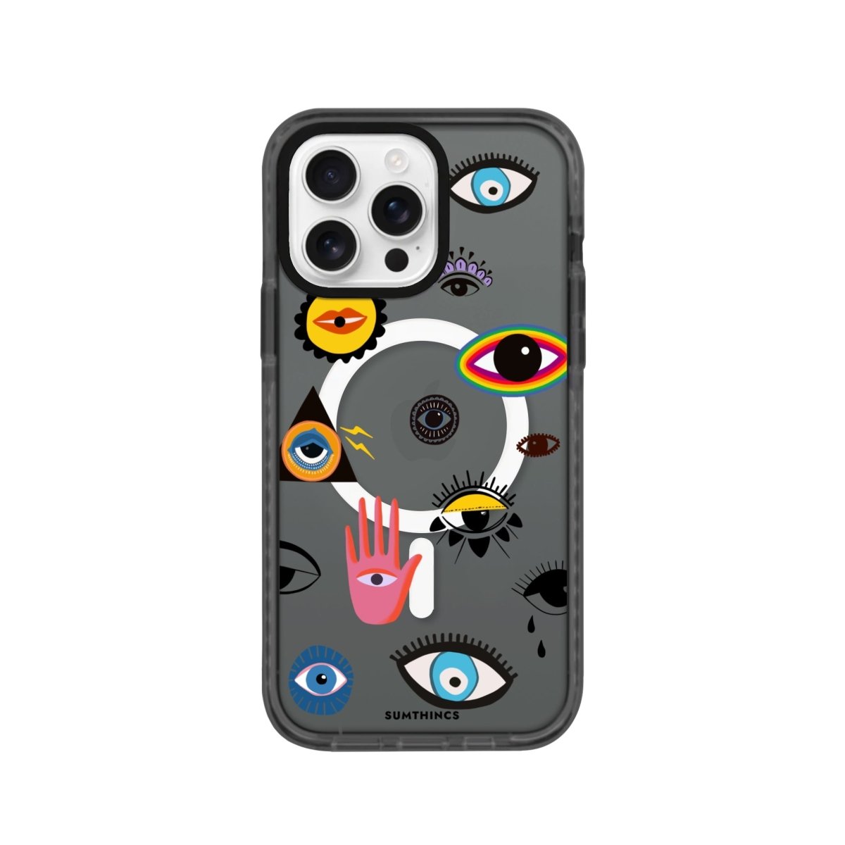 iPhone 16 Pro Eye Stickers Magsafe Procase Şeffaf Telefon Kılıfı Antrasit - SUMTHINCS