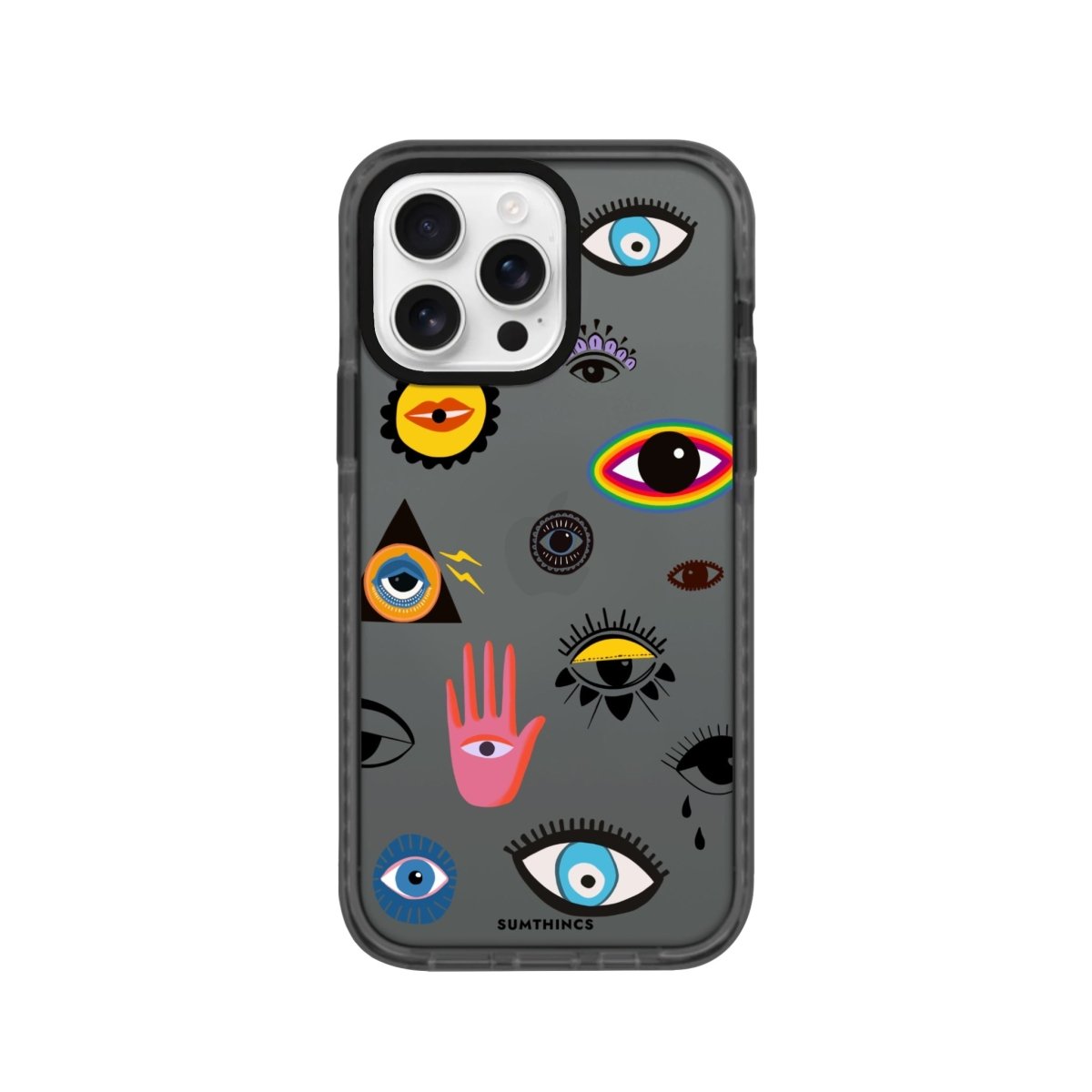 iPhone 16 Pro Eye Stickers Procase Şeffaf Telefon Kılıfı Antrasit - SUMTHINCS