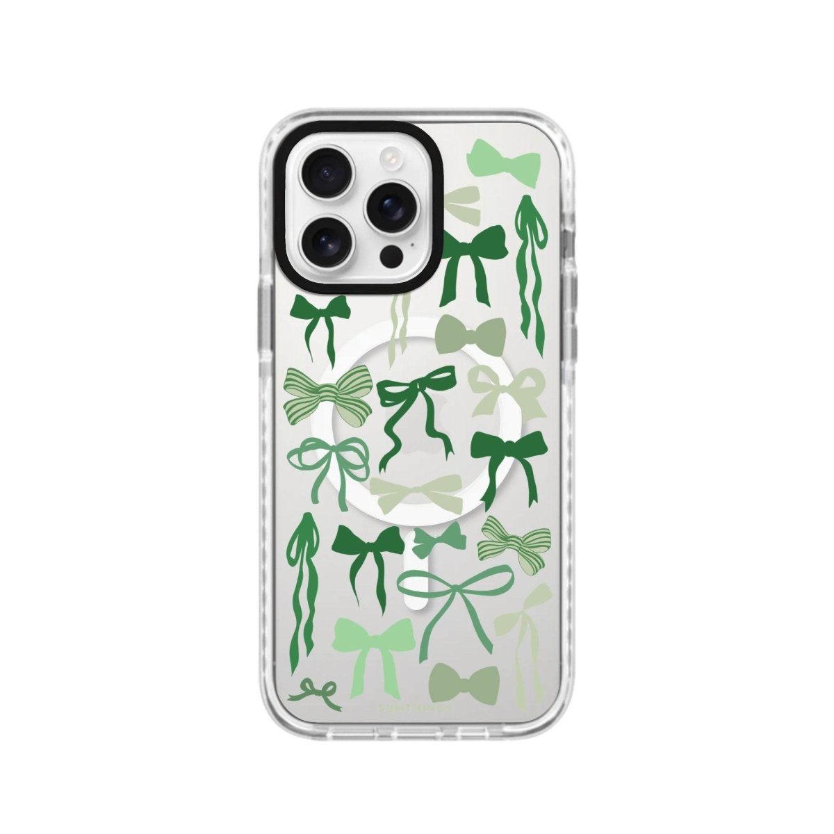 iPhone 16 Pro Green Garland Magsafe Procase Şeffaf Telefon Kılıfı Beyaz Şeffaf - SUMTHINCS