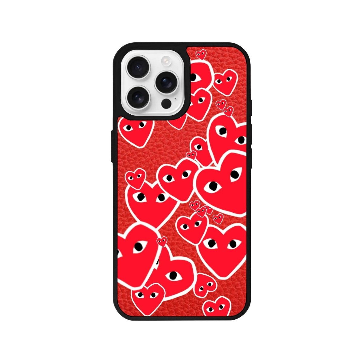 iPhone 16 Pro Hearts Leather Vegan Deri Telefon Kılıfı - SUMTHINCS