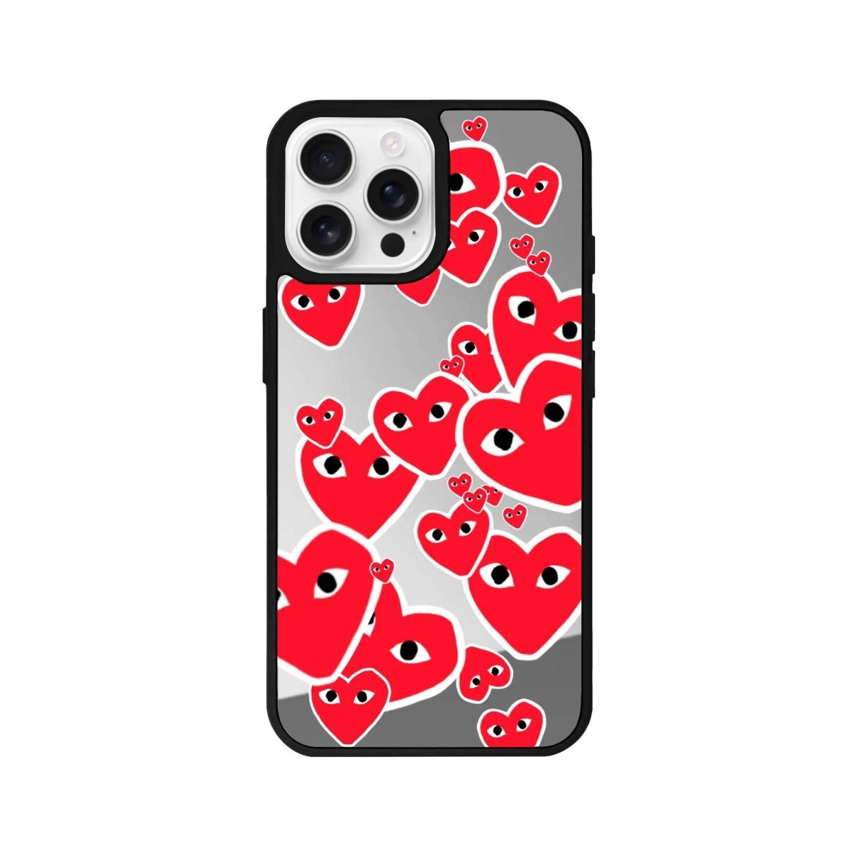 iPhone 16 Pro Hearts Mirror Aynalı Telefon Kılıfı Gümüş - SUMTHINCS