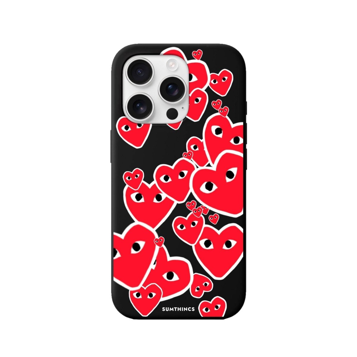 iPhone 16 Pro Hearts Premium Telefon Kılıfı Siyah - SUMTHINCS