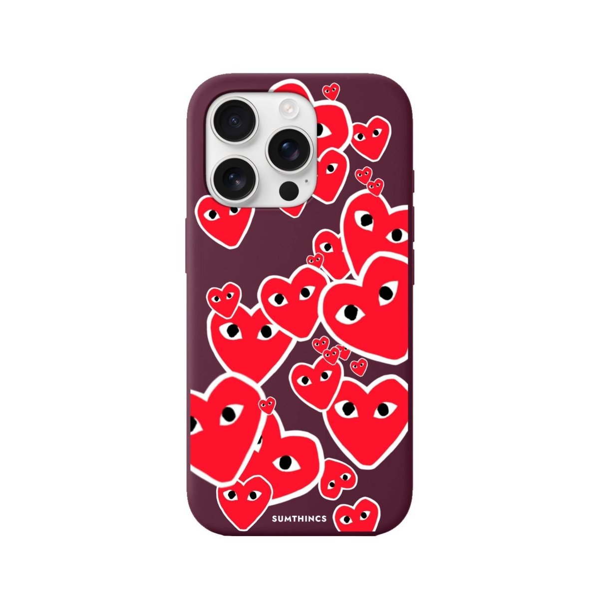 iPhone 16 Pro Hearts Premium Telefon Kılıfı Bordo - SUMTHINCS