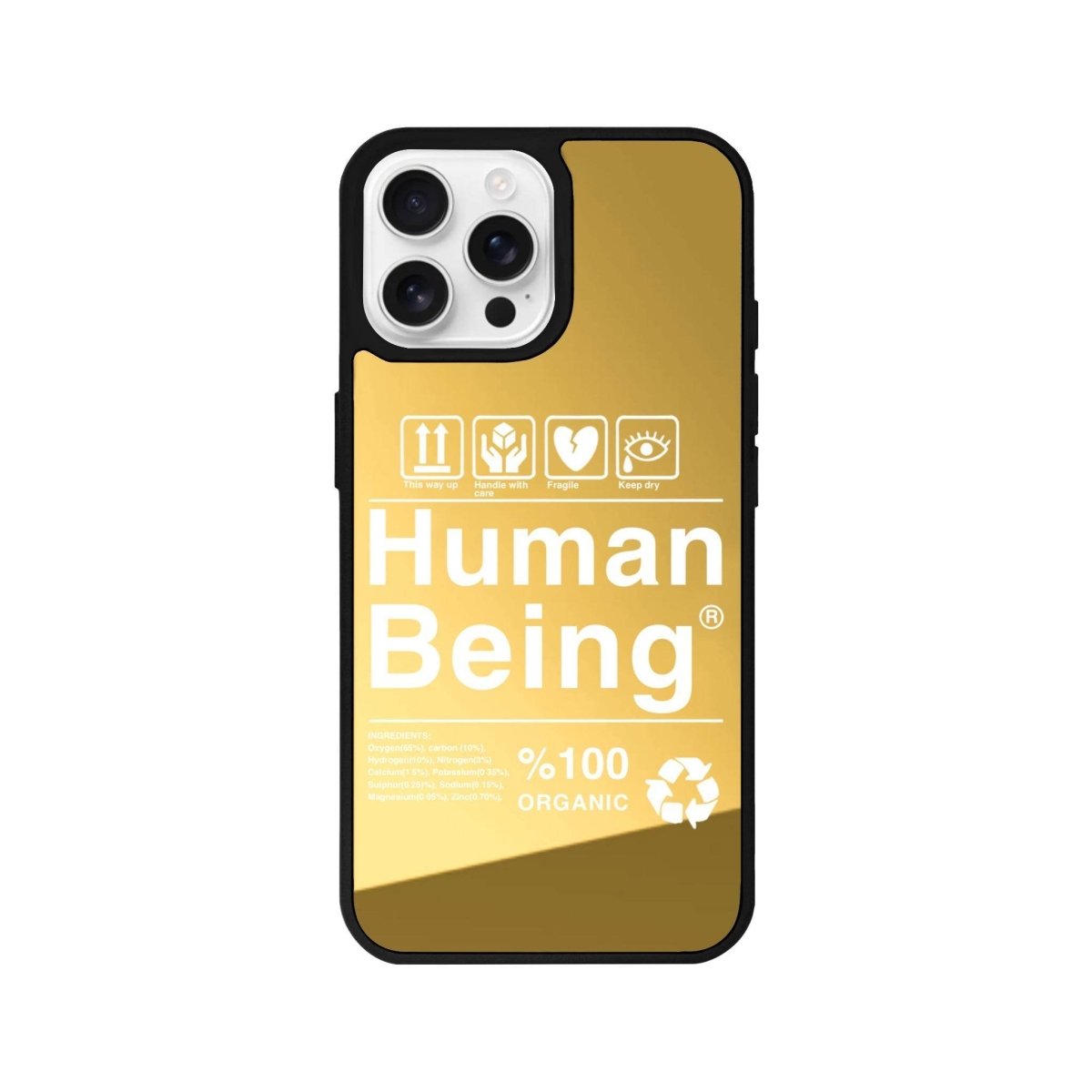 iPhone 16 Pro Human Being Mirror Aynalı Telefon Kılıfı Altın - SUMTHINCS