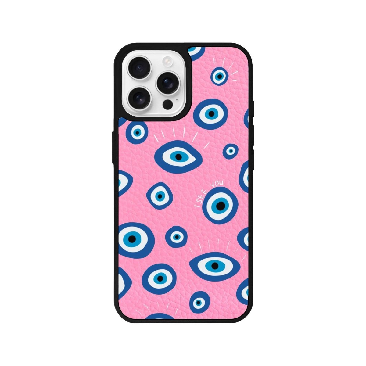 iPhone 16 Pro I See You Leather Vegan Deri Telefon Kılıfı Pembe - SUMTHINCS