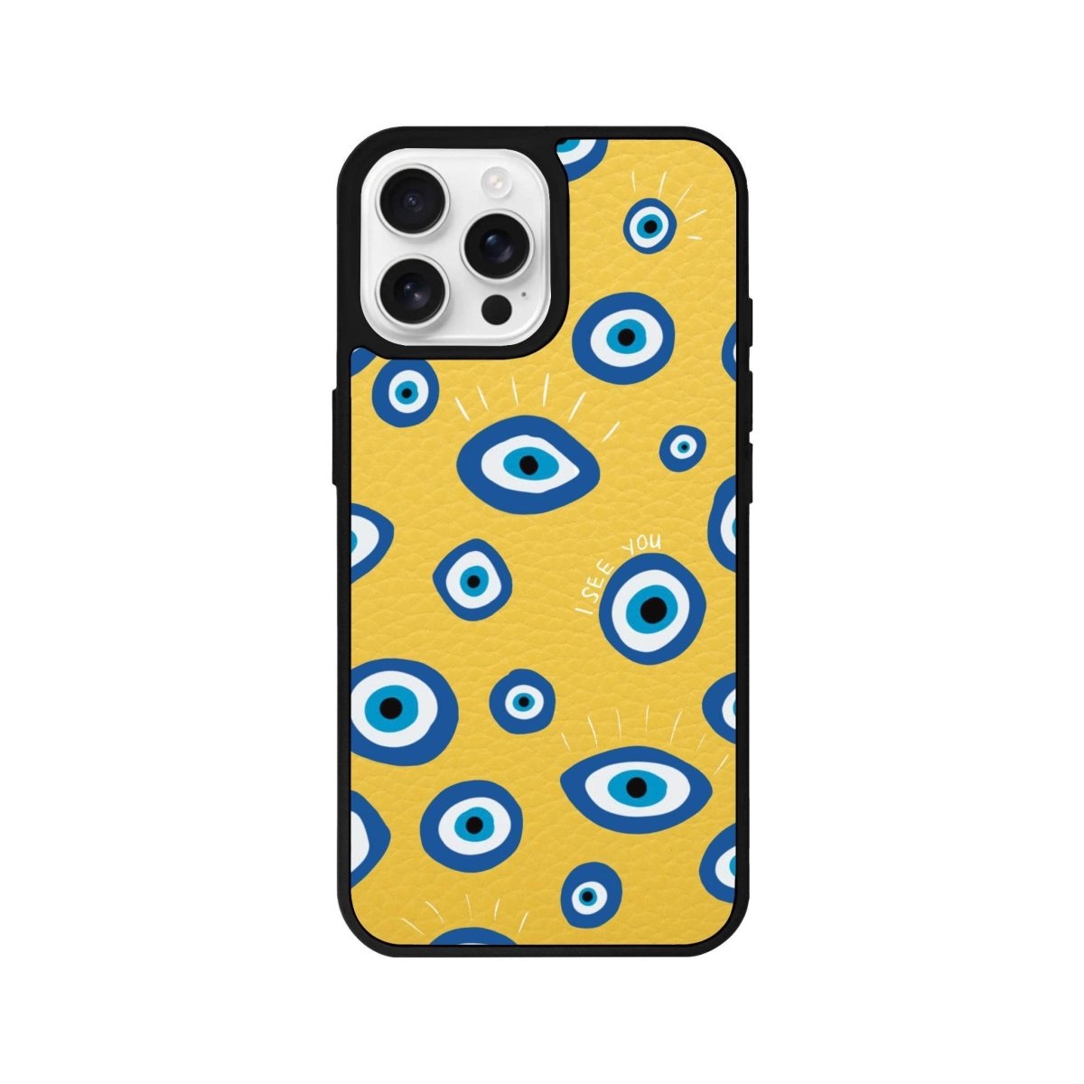 iPhone 16 Pro I See You Leather Vegan Deri Telefon Kılıfı Sarı - SUMTHINCS