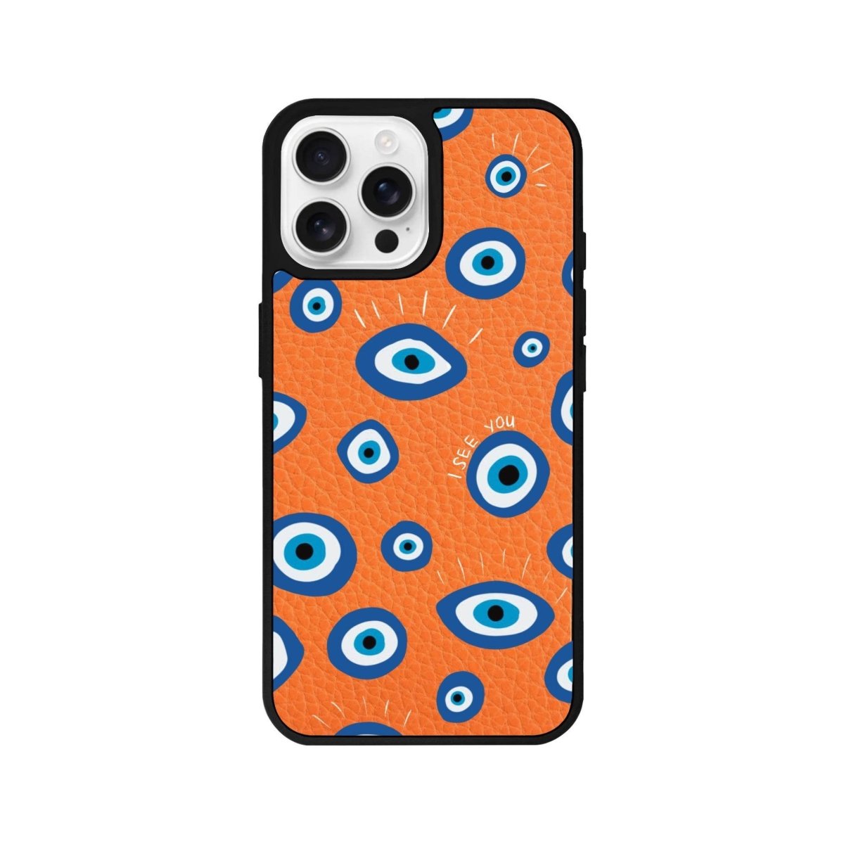 iPhone 16 Pro I See You Leather Vegan Deri Telefon Kılıfı Turuncu - SUMTHINCS