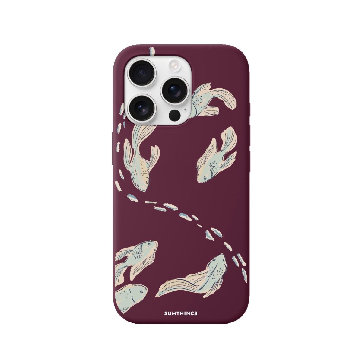 iPhone 16 Pro Koi Fish Premium Telefon Kılıfı Bordo - SUMTHINCS