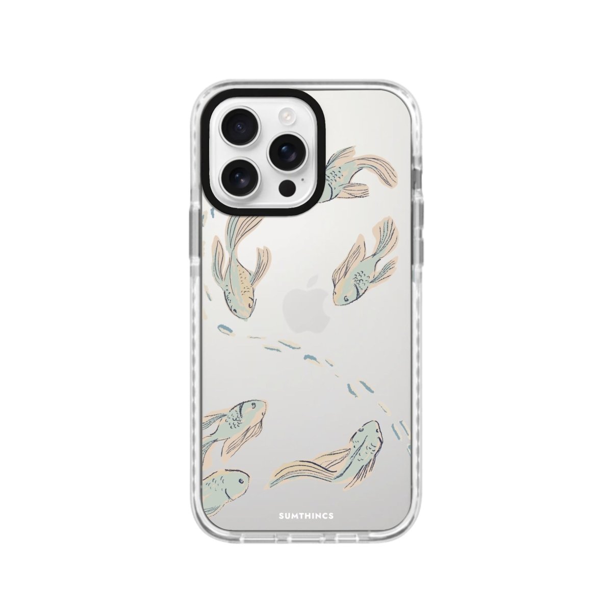 iPhone 16 Pro Koi Fish Procase Şeffaf Telefon Kılıfı Beyaz Şeffaf - SUMTHINCS