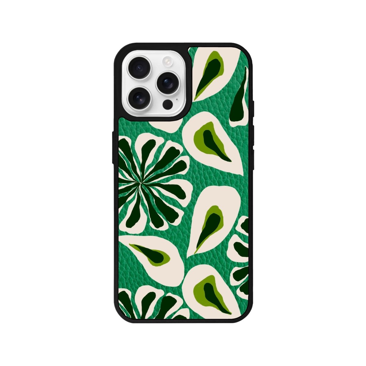 iPhone 16 Pro Leafs Leather Vegan Deri Telefon Kılıfı Yeşil - SUMTHINCS