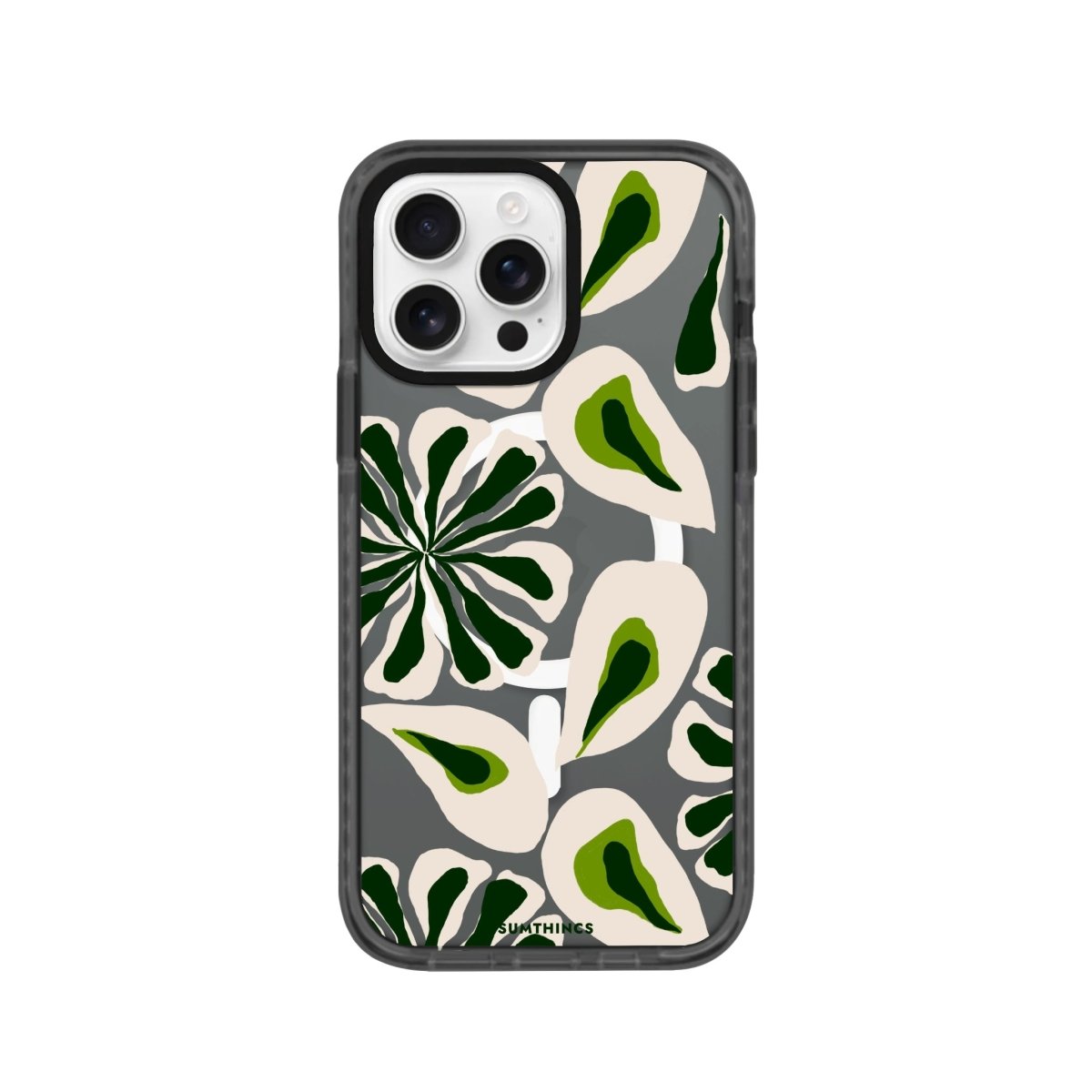 iPhone 16 Pro Leafs Magsafe Procase Şeffaf Telefon Kılıfı Antrasit - SUMTHINCS