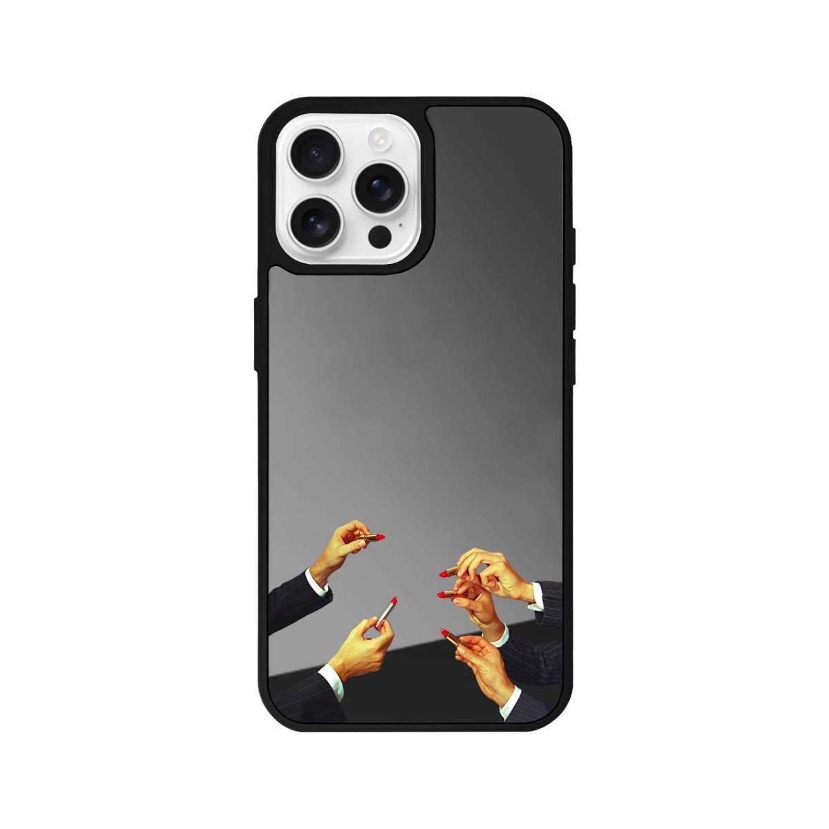 iPhone 16 Pro Lipstick Mirror Aynalı Telefon Kılıfı Antrasit - SUMTHINCS