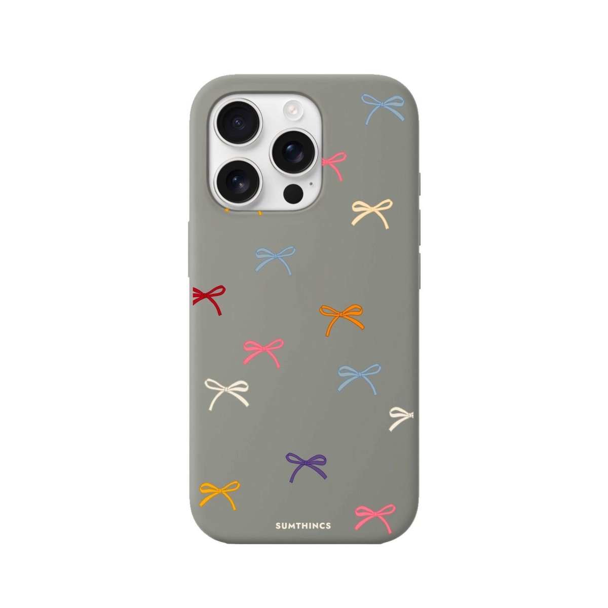 iPhone 16 Pro Little Bows Premium Telefon Kılıfı Gri - SUMTHINCS