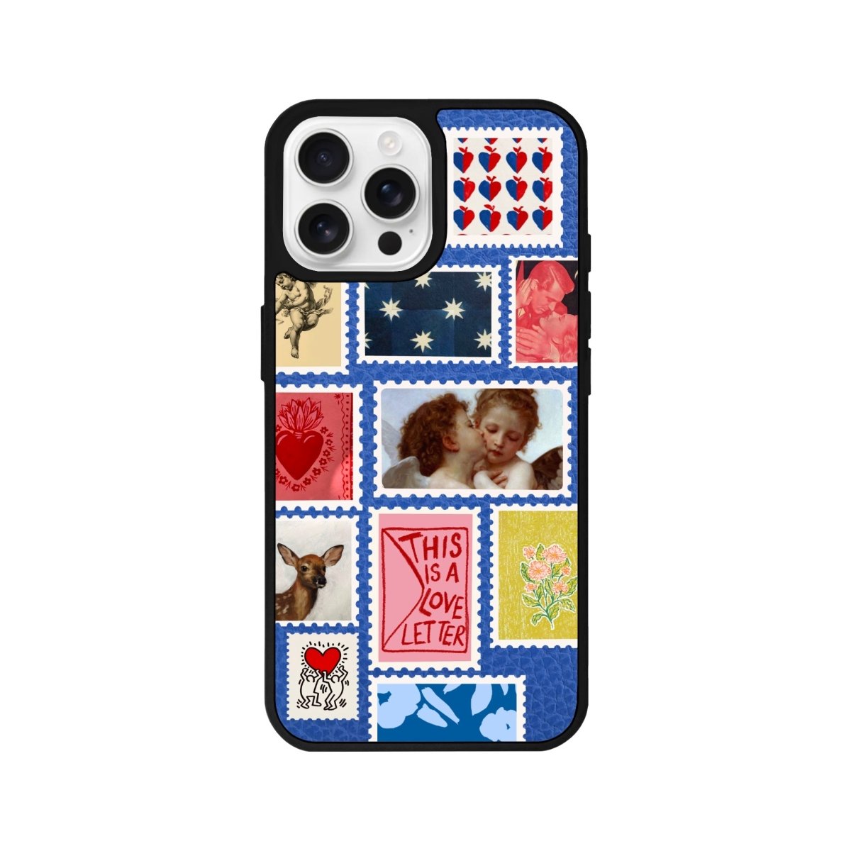 iPhone 16 Pro Love Letter Leather Vegan Deri Telefon Kılıfı Mavi - SUMTHINCS