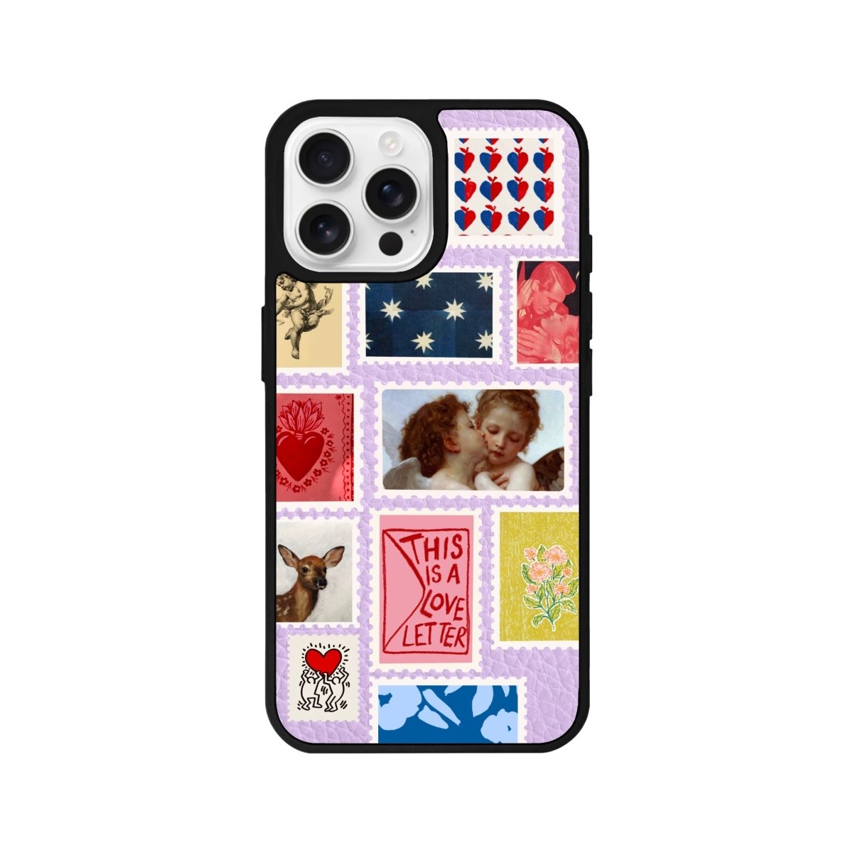 iPhone 16 Pro Love Letter Leather Vegan Deri Telefon Kılıfı Lila - SUMTHINCS