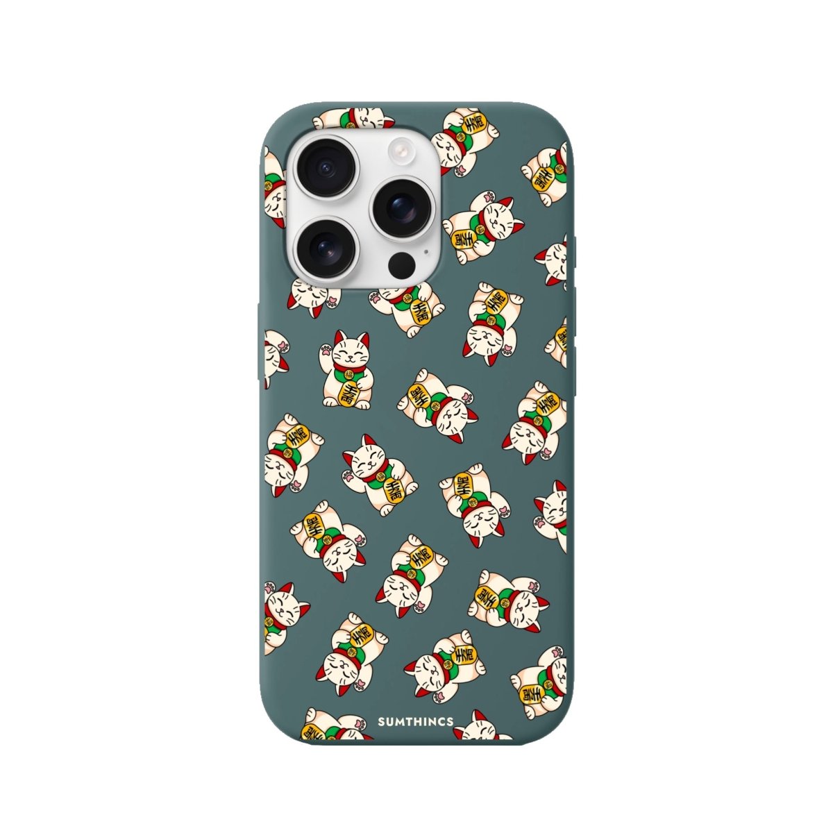 iPhone 16 Pro Maneki Neko Premium Telefon Kılıfı Kaktüs Yeşili - SUMTHINCS