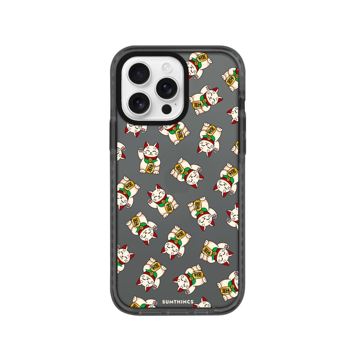 iPhone 16 Pro Maneki Neko Procase Şeffaf Telefon Kılıfı Antrasit - SUMTHINCS