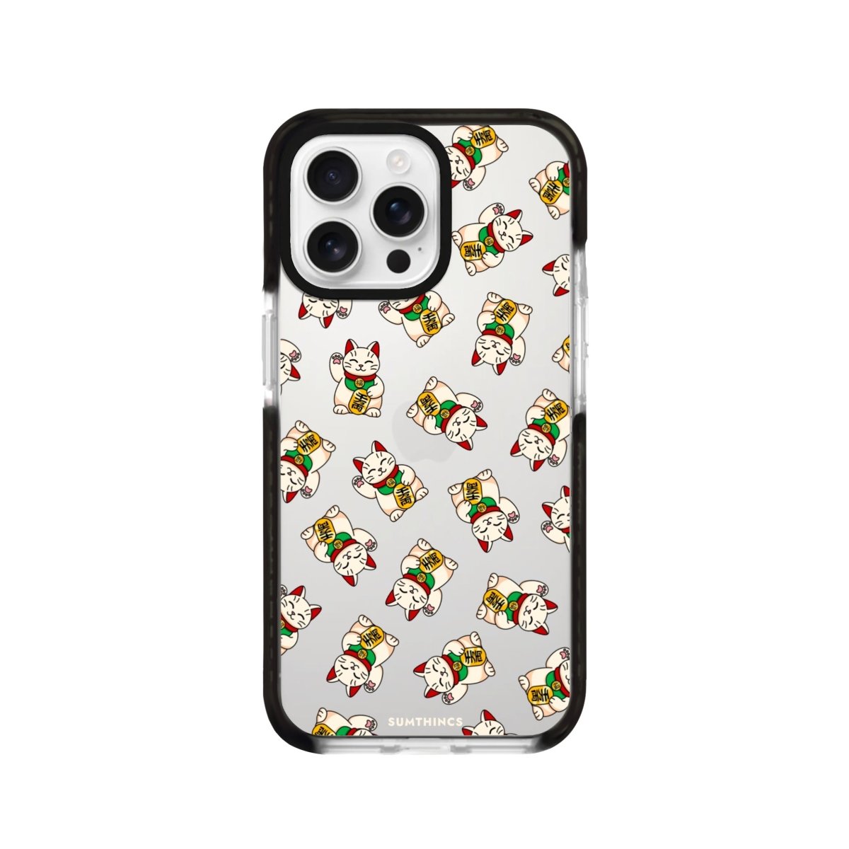 iPhone 16 Pro Maneki Neko Procase Şeffaf Telefon Kılıfı Siyah Şeffaf - SUMTHINCS