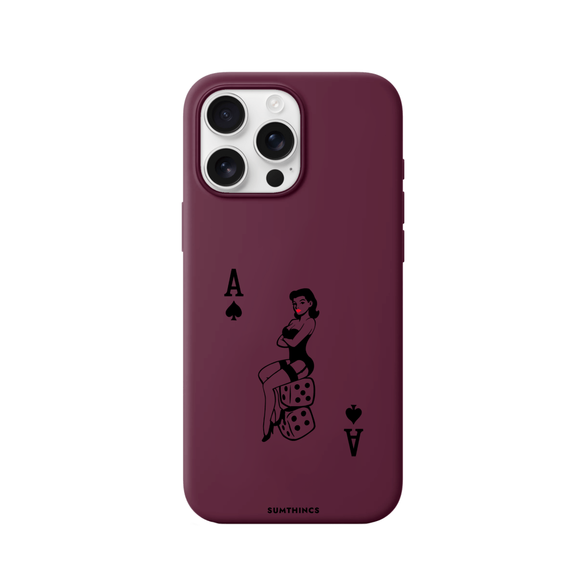 iPhone 16 Pro Max Ace Queen Premium Telefon Kılıfı Bordo - SUMTHINCS