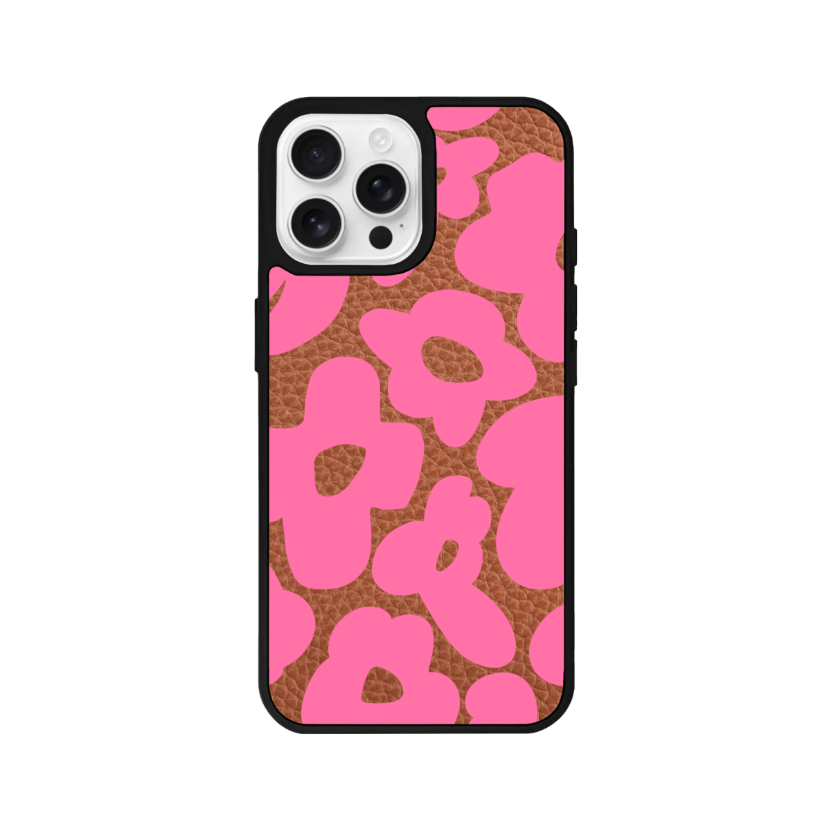 iPhone 16 Pro Max Daisy Pop Leather Deri Telefon Kılıfı Kahverengi - SUMTHINCS