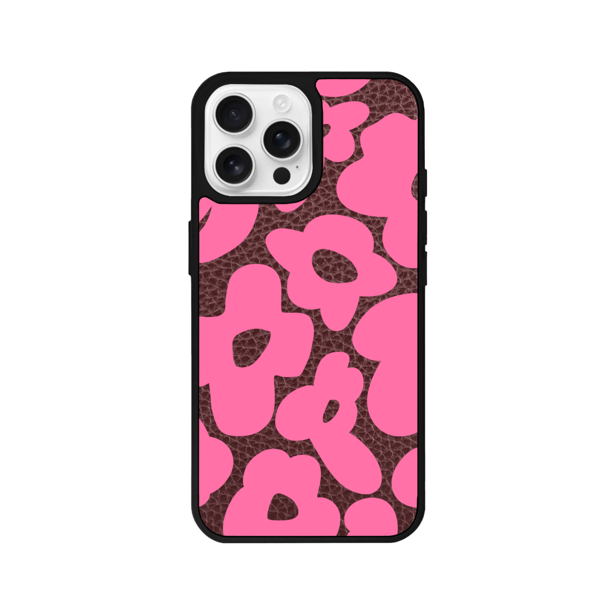 iPhone 16 Pro Max Daisy Pop Leather Deri Telefon Kılıfı Kahverengi - SUMTHINCS