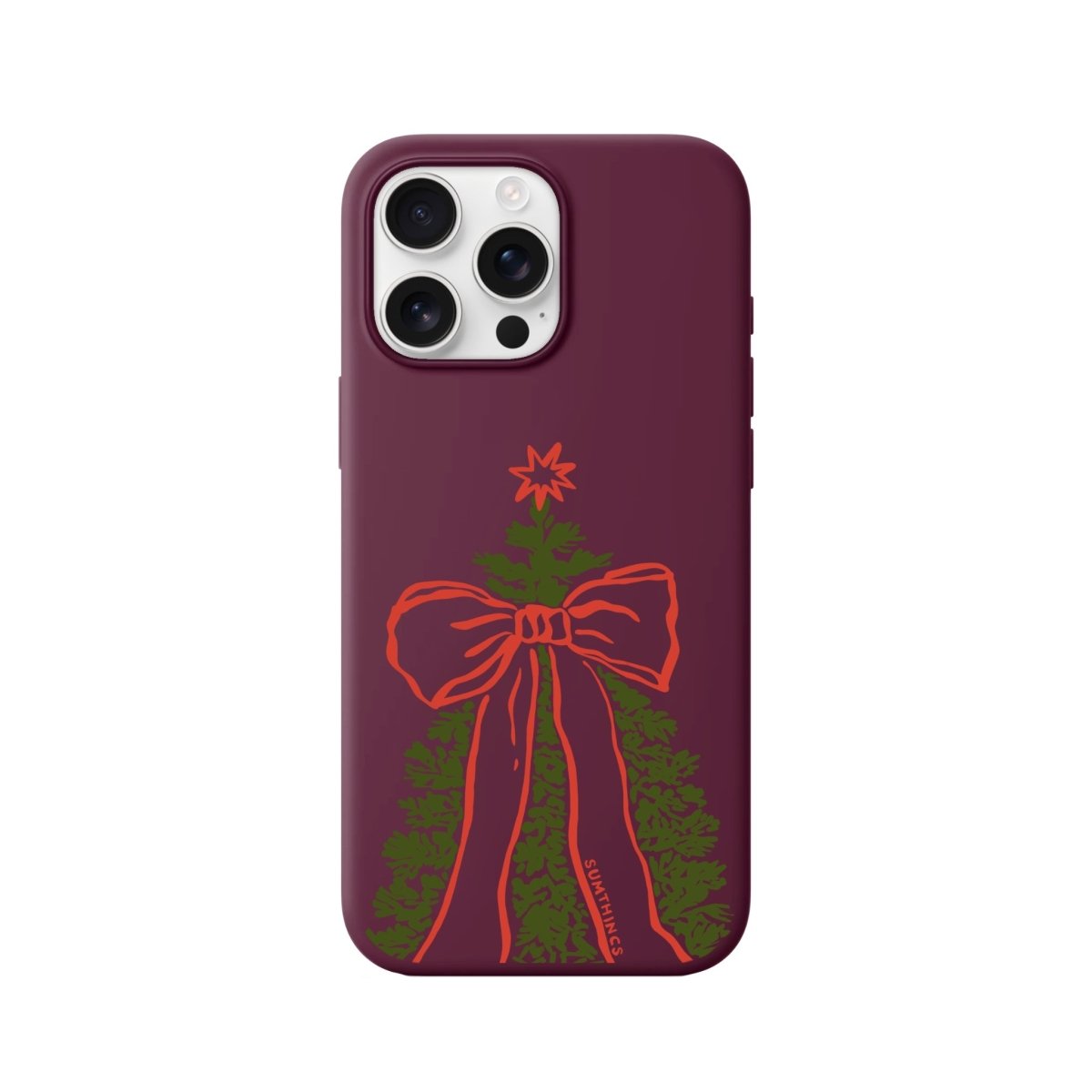 iPhone 16 Pro Max Festive Ribbon Premium Telefon Kılıfı Bordo - SUMTHINCS