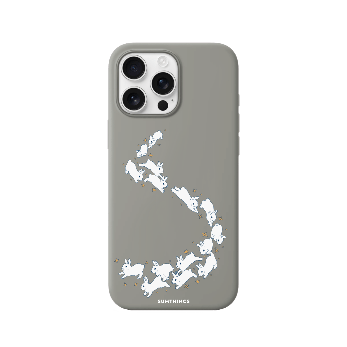 iPhone 16 Pro Max Starry Bunnies Premium Telefon Kılıfı Gri - SUMTHINCS