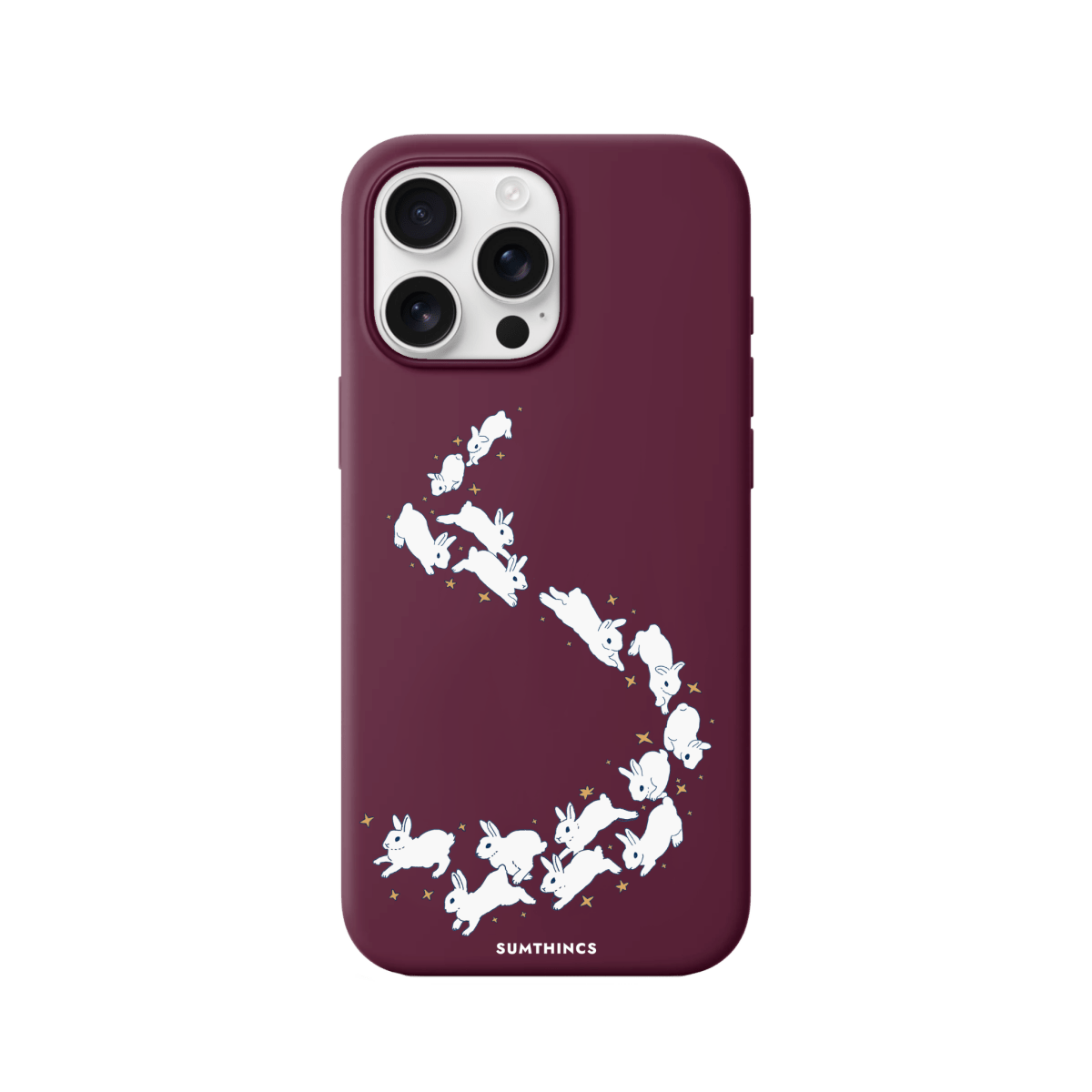 iPhone 16 Pro Max Starry Bunnies Premium Telefon Kılıfı Bordo - SUMTHINCS
