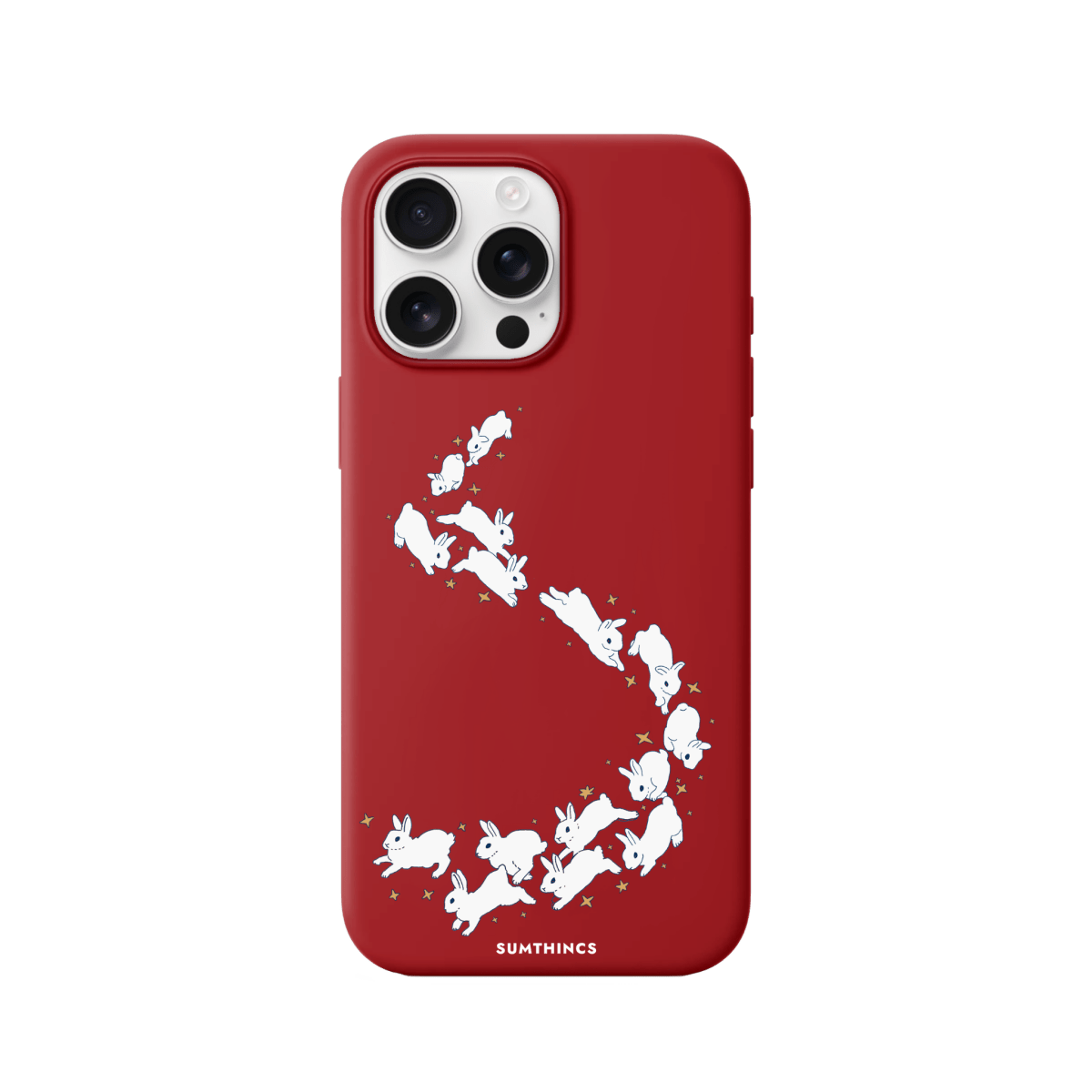 iPhone 16 Pro Max Starry Bunnies Premium Telefon Kılıfı Kırmızı - SUMTHINCS