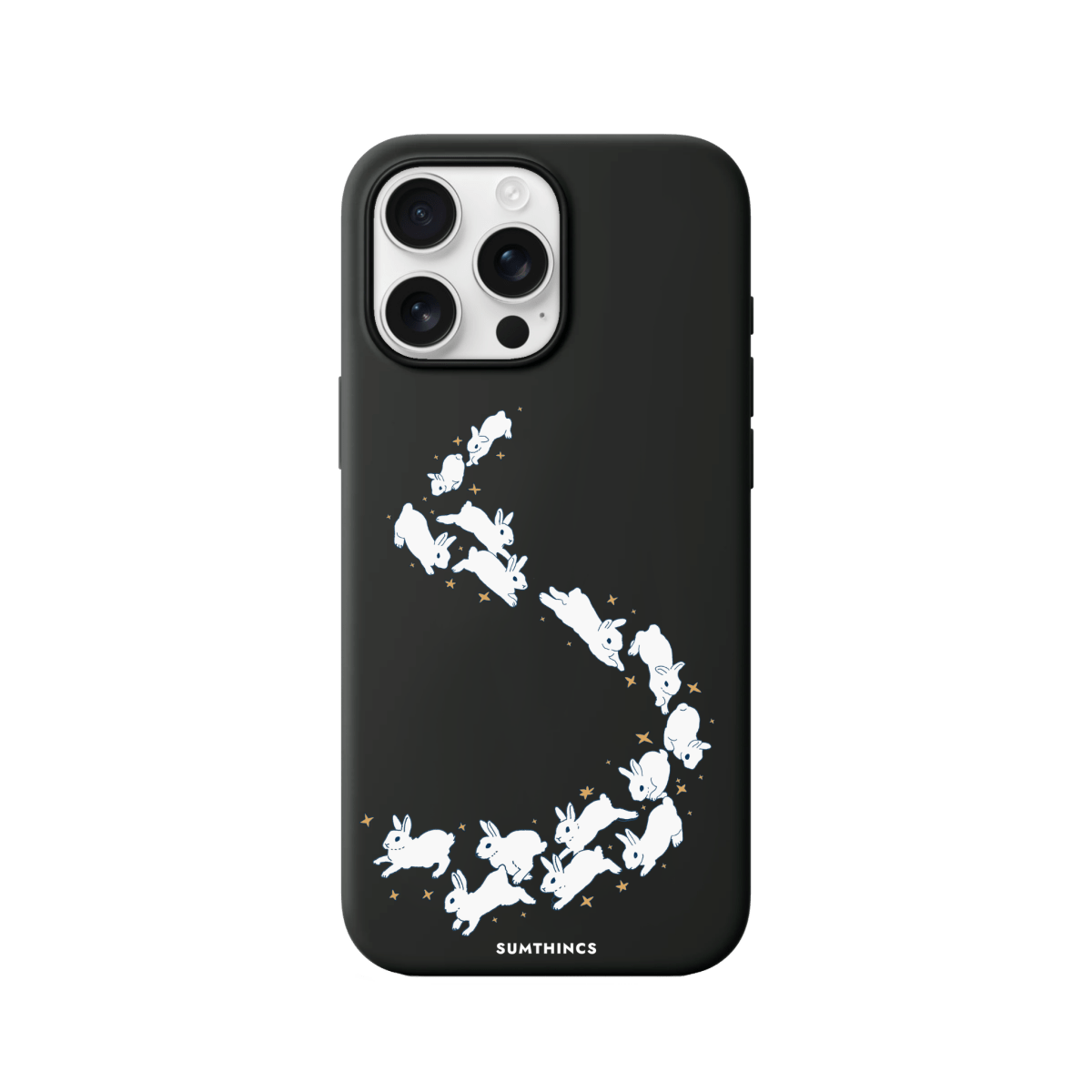 iPhone 16 Pro Max Starry Bunnies Premium Telefon Kılıfı Siyah - SUMTHINCS