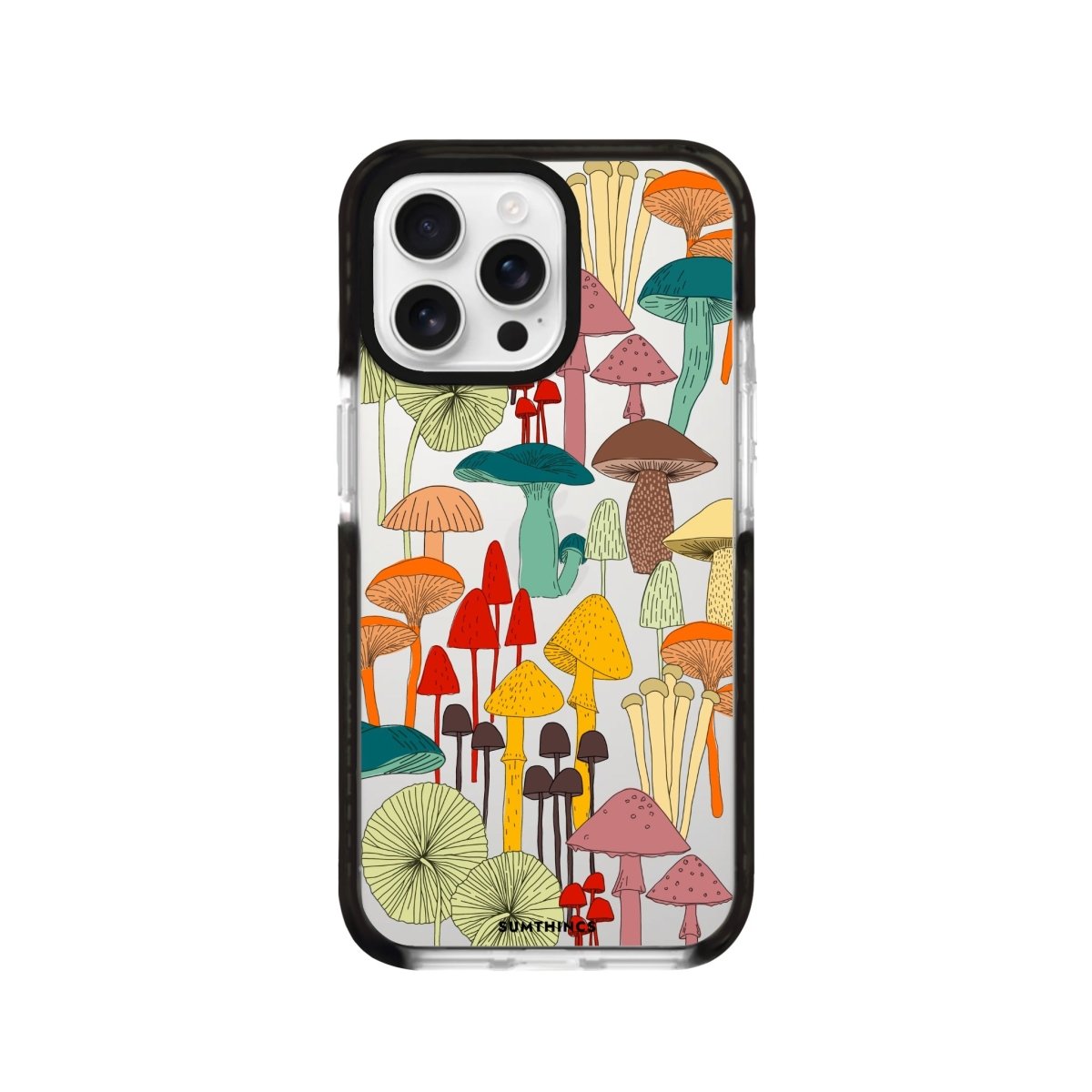 iPhone 16 Pro Mushrooms Procase Şeffaf Telefon Kılıfı Siyah Şeffaf - SUMTHINCS