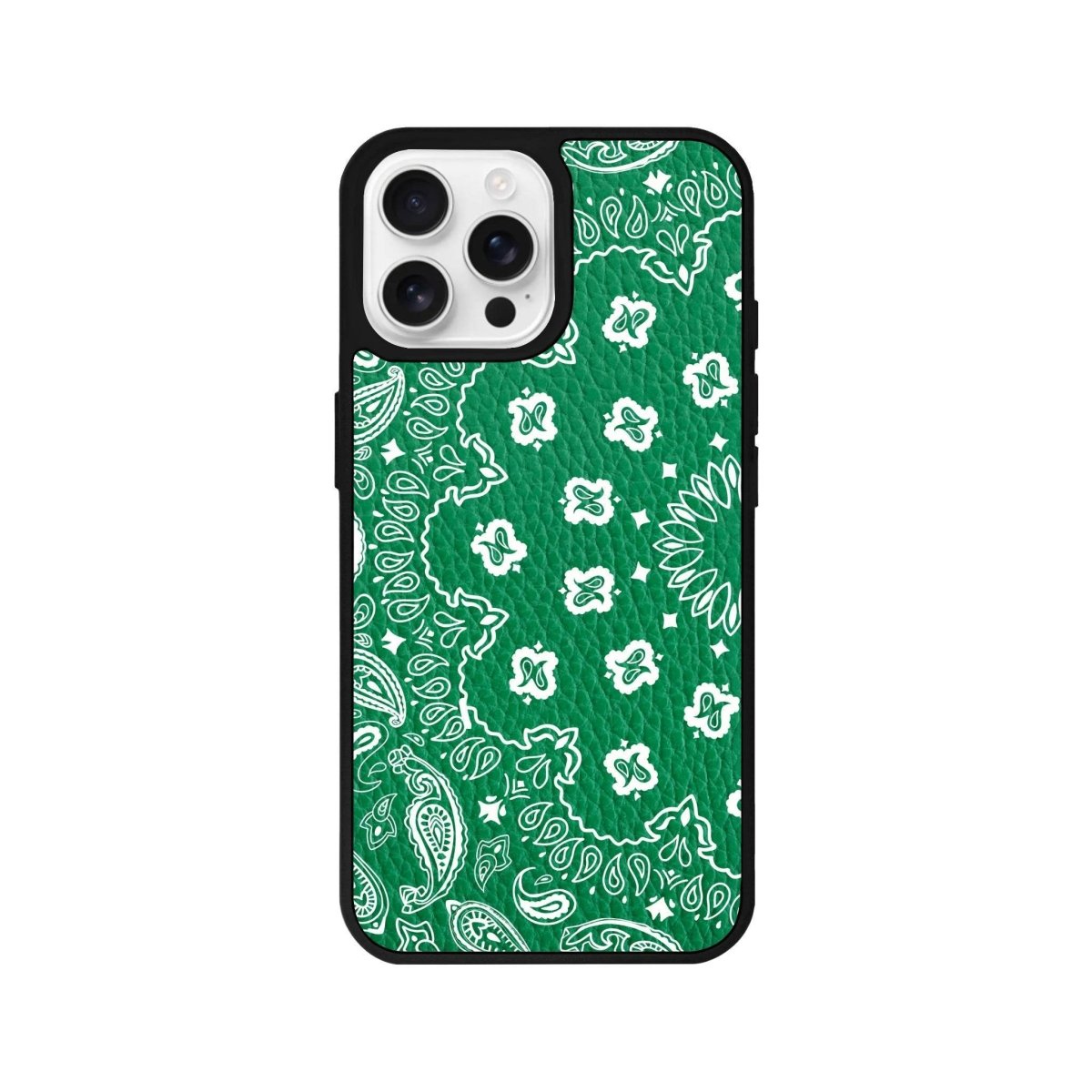 iPhone 16 Pro Paisley Leather Vegan Deri Telefon Kılıfı Yeşil - SUMTHINCS