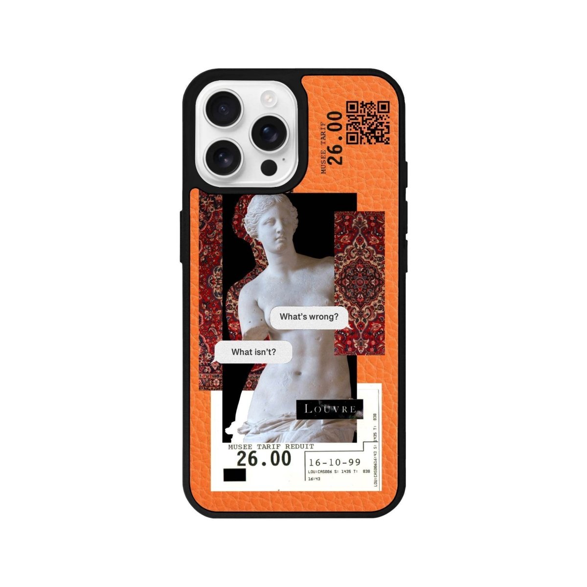 iPhone 16 Pro PixelVenus Leather Vegan Deri Telefon Kılıfı Turuncu - SUMTHINCS