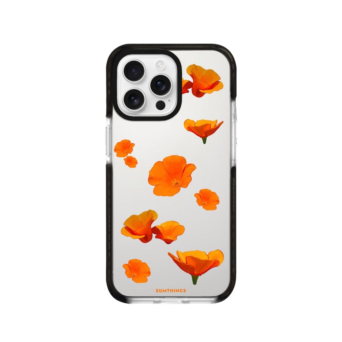 iPhone 16 Pro Poppies Procase Şeffaf Telefon Kılıfı Siyah Şeffaf - SUMTHINCS