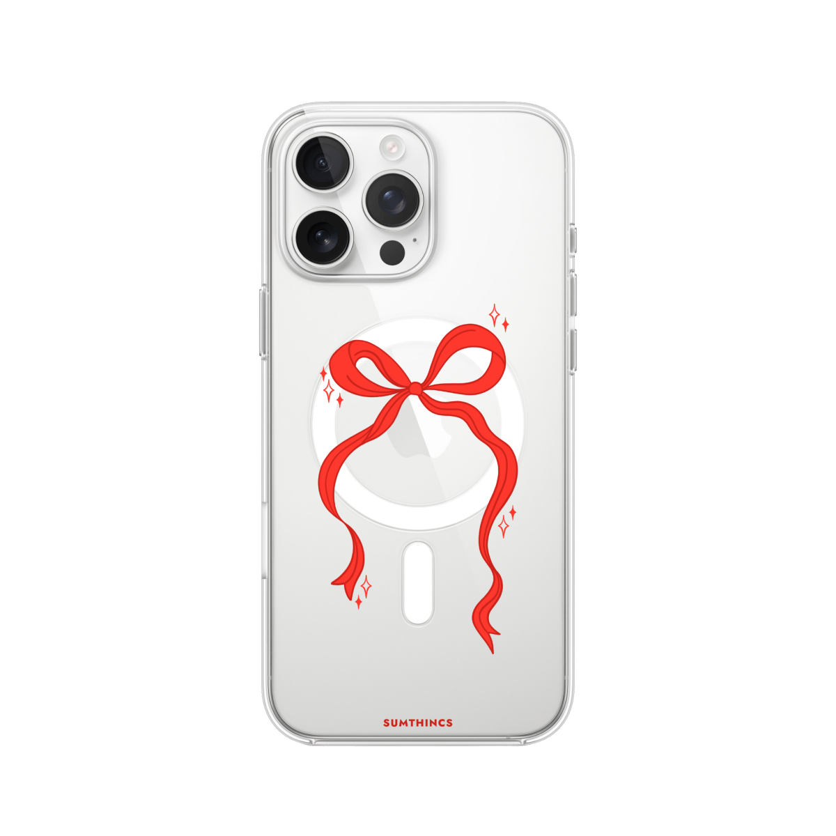 iPhone 16 Pro Red Bow Clear Magsafe Şeffaf Telefon Kılıfı - SUMTHINCS