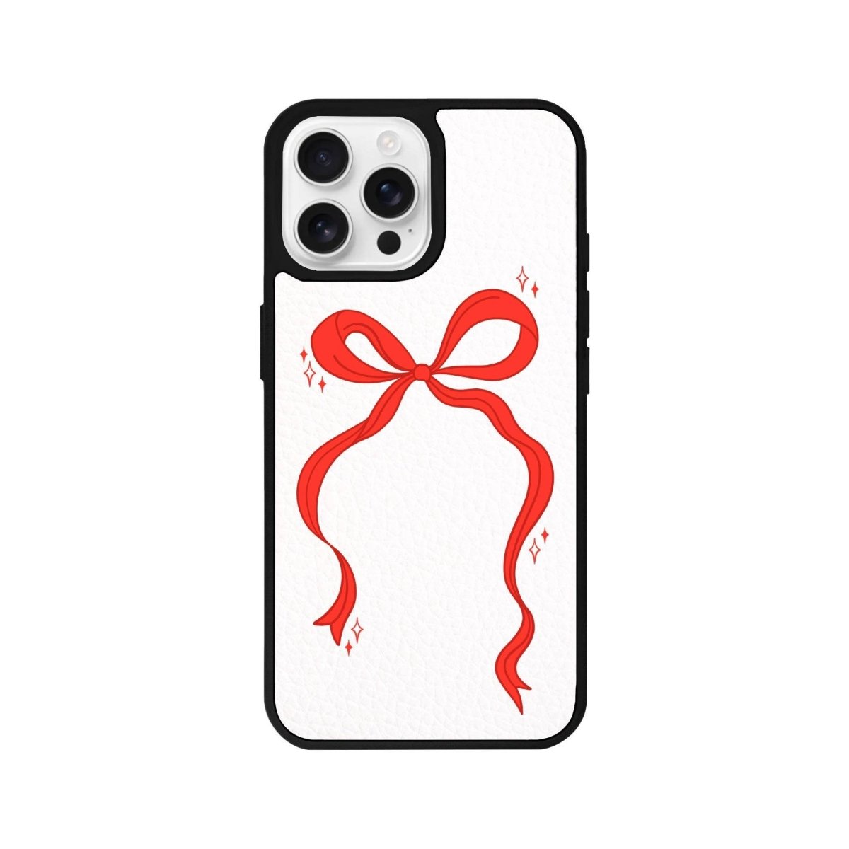 iPhone 16 Pro Red Bow Leather Vegan Deri Telefon Kılıfı - SUMTHINCS