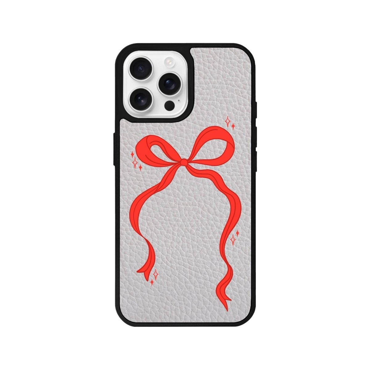 iPhone 16 Pro Red Bow Leather Vegan Deri Telefon Kılıfı - SUMTHINCS